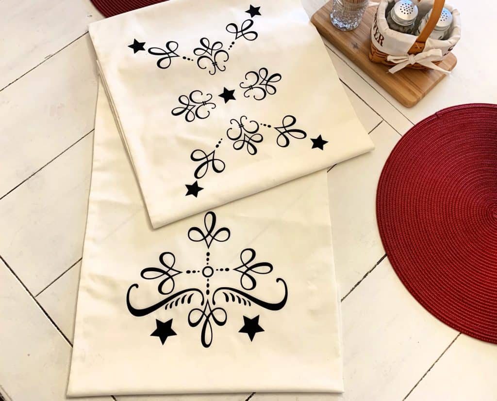 table runner made with Cricut