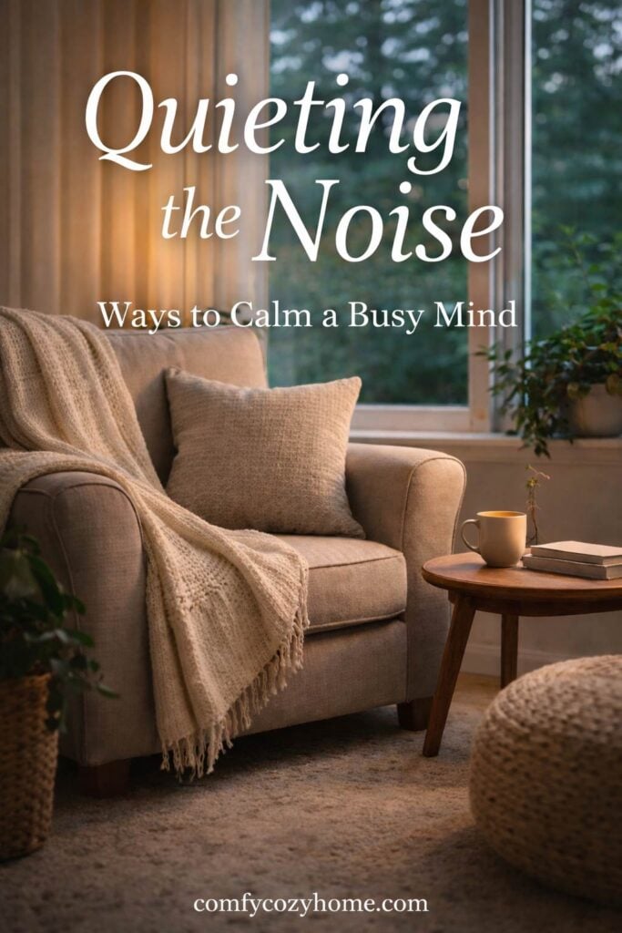 A softly lit, cozy interior space designed to promote calm and mental quiet